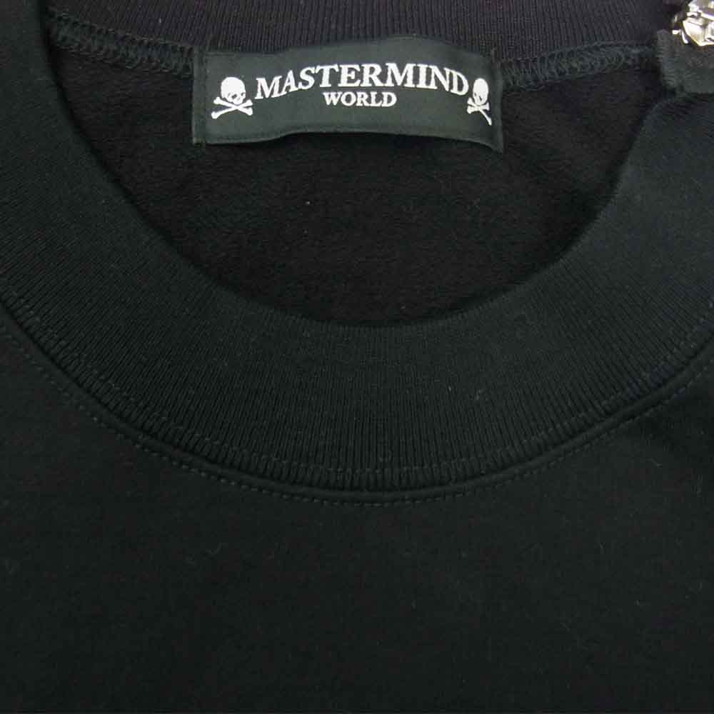 mastermind JAPAN マスターマインドジャパン スカル プリント ショルダー ジップ クルーネック トレーナー スウェット ブラック系 M【美品】【中古】