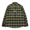 OFF-WHITE オフホワイト 国内正規品 イーストランドタグ 21AW OMGA133F21FAB001 Plaid flannel shirt バックアロー ブロックチェック フランネル シャツ ブラック系 カーキ系 XL【美品】【中古】