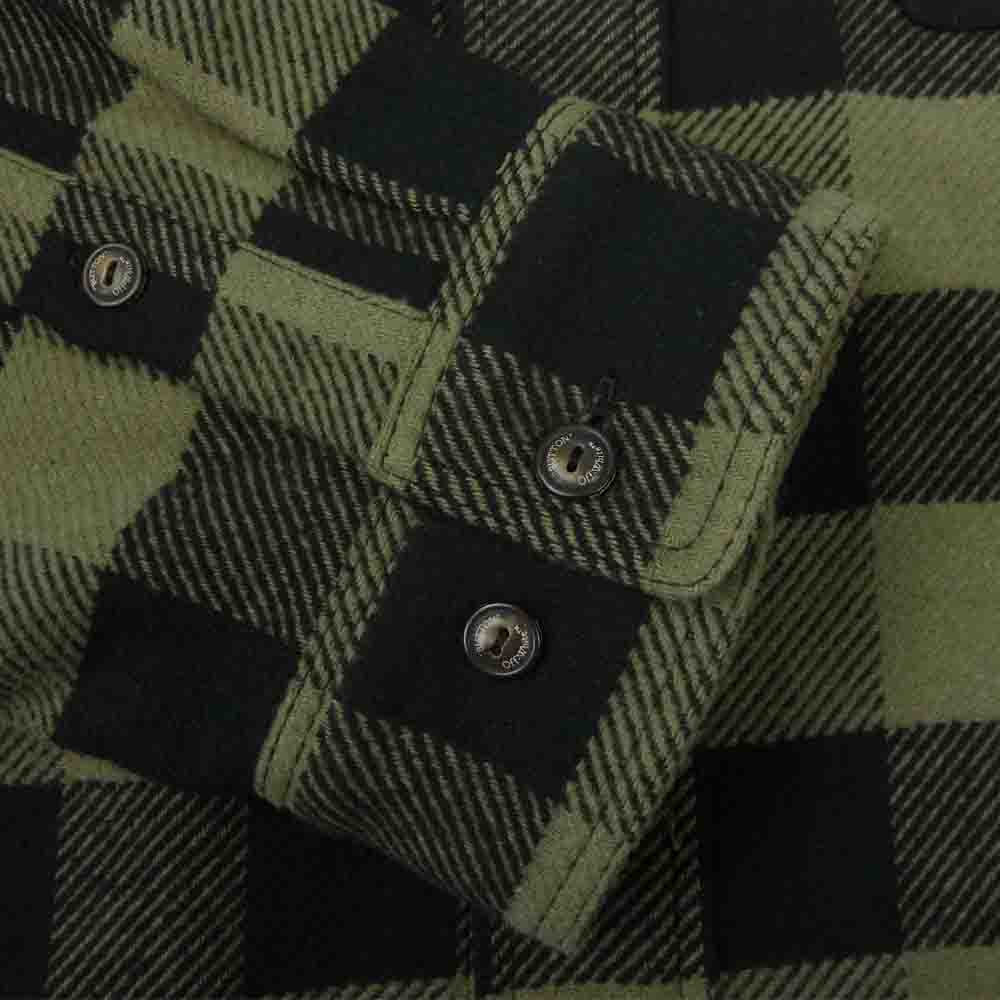 OFF-WHITE オフホワイト 国内正規品 イーストランドタグ 21AW OMGA133F21FAB001 Plaid flannel shirt バックアロー ブロックチェック フランネル シャツ ブラック系 カーキ系 XL【美品】【中古】