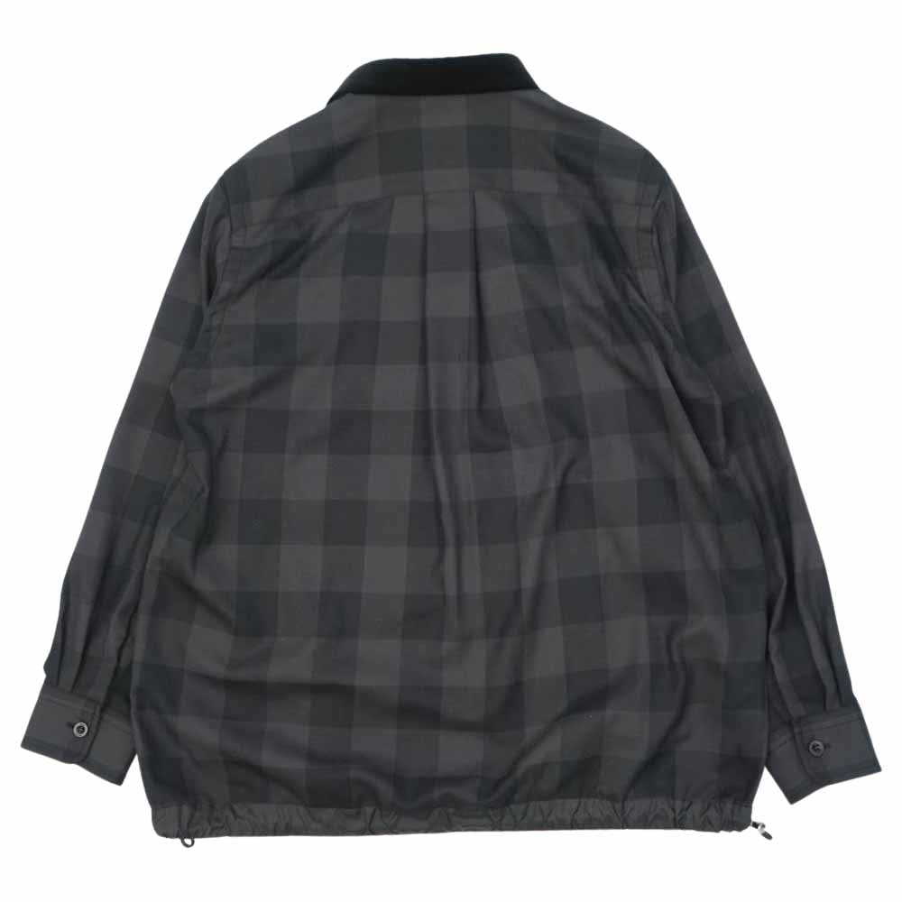 Sacai サカイ 22SS 22-02699M Buffalo Check L/S Shirts ドローコード バッファローチェック シャツジャケット グレー系 4【美品】【中古】
