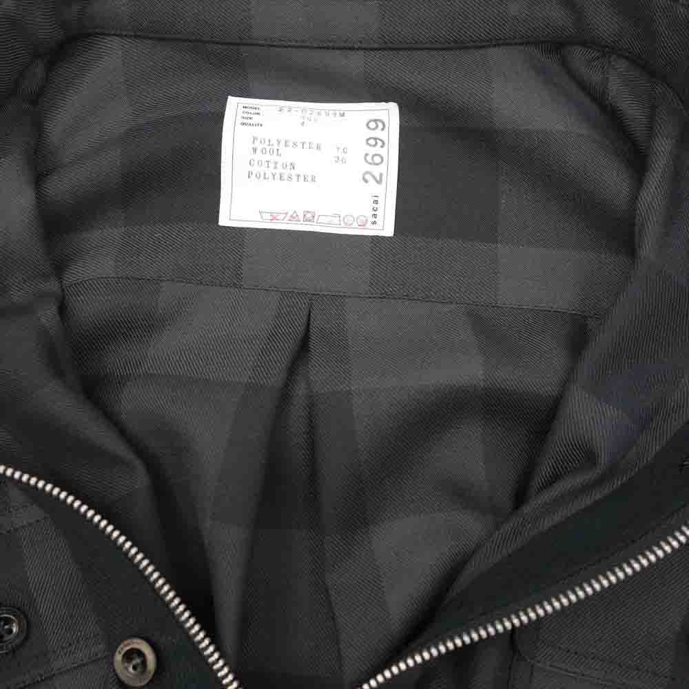 Sacai サカイ 22SS 22-02699M Buffalo Check L/S Shirts ドローコード バッファローチェック シャツジャケット グレー系 4【美品】【中古】