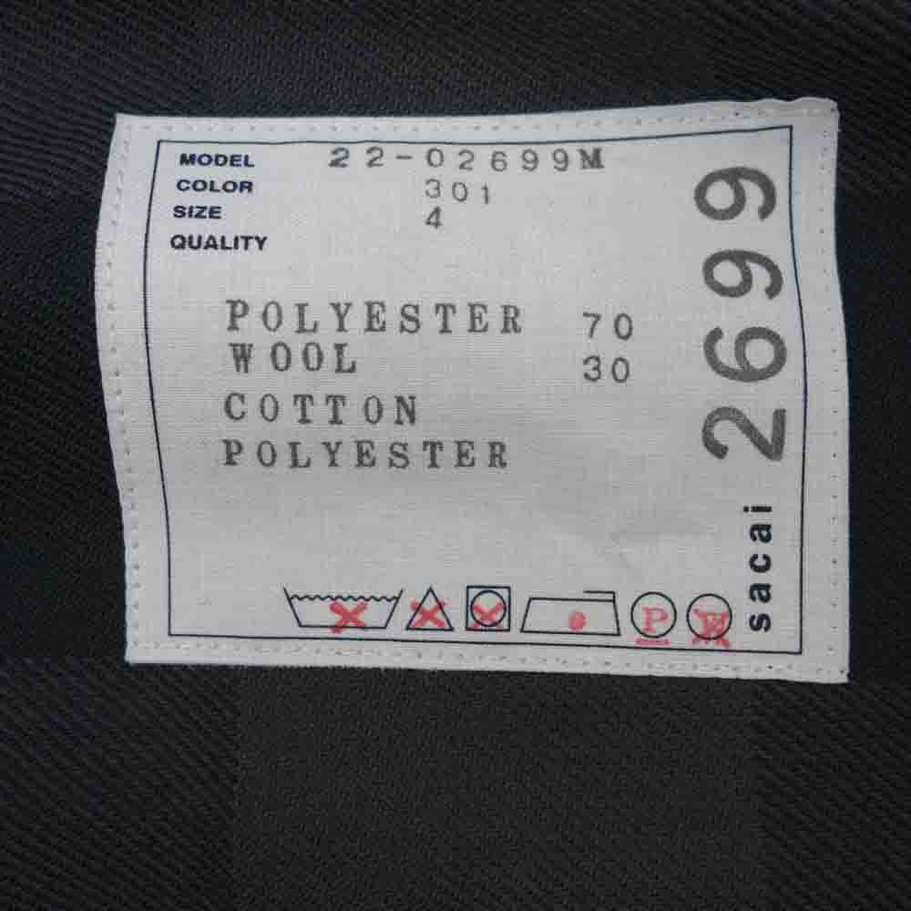 Sacai サカイ 22SS 22-02699M Buffalo Check L/S Shirts ドローコード バッファローチェック シャツジャケット グレー系 4【美品】【中古】