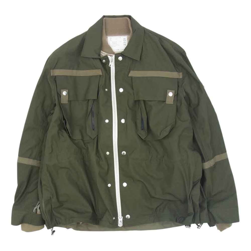 Sacai サカイ 22SS 22-02709M Nylon Twill Mix Blouson ナイロンツイル ミックス ブルゾン ドッキング ジャケット カーキ系 3【美品】【中古】