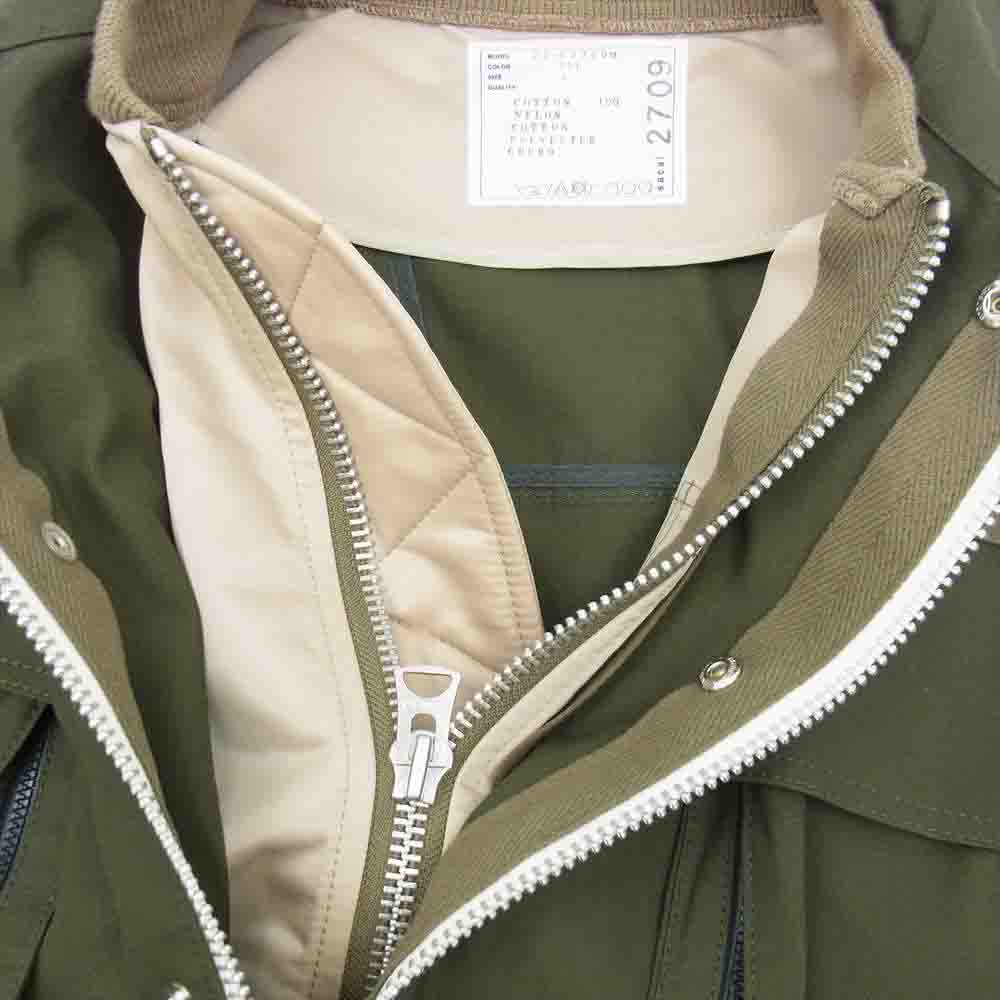 Sacai サカイ 22SS 22-02709M Nylon Twill Mix Blouson ナイロンツイル ミックス ブルゾン ドッキング ジャケット カーキ系 3【美品】【中古】