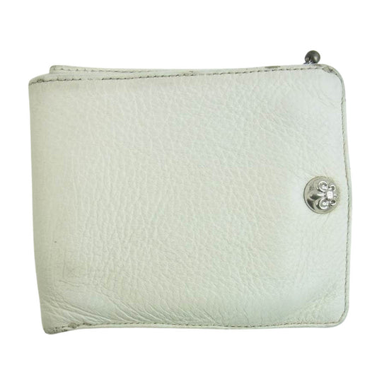 CHROME HEARTS クロムハーツ（原本無） 1スナップ BSフレアボタン ホワイトレザー ウォレット ホワイト系【中古】