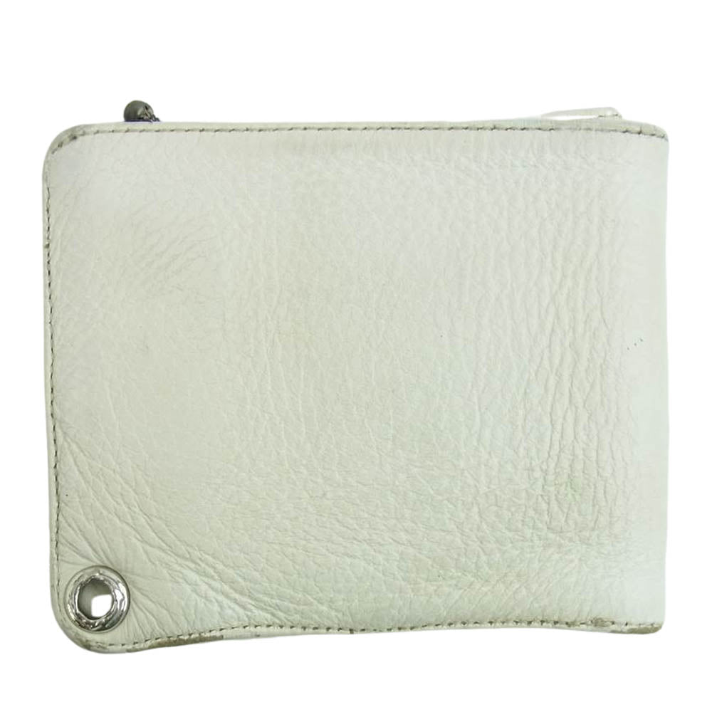 CHROME HEARTS クロムハーツ（原本無） 1スナップ BSフレアボタン ホワイトレザー ウォレット ホワイト系【中古】