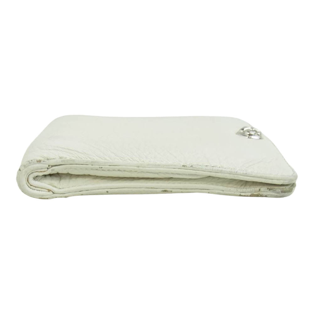 CHROME HEARTS クロムハーツ（原本無） 1スナップ BSフレアボタン ホワイトレザー ウォレット ホワイト系【中古】