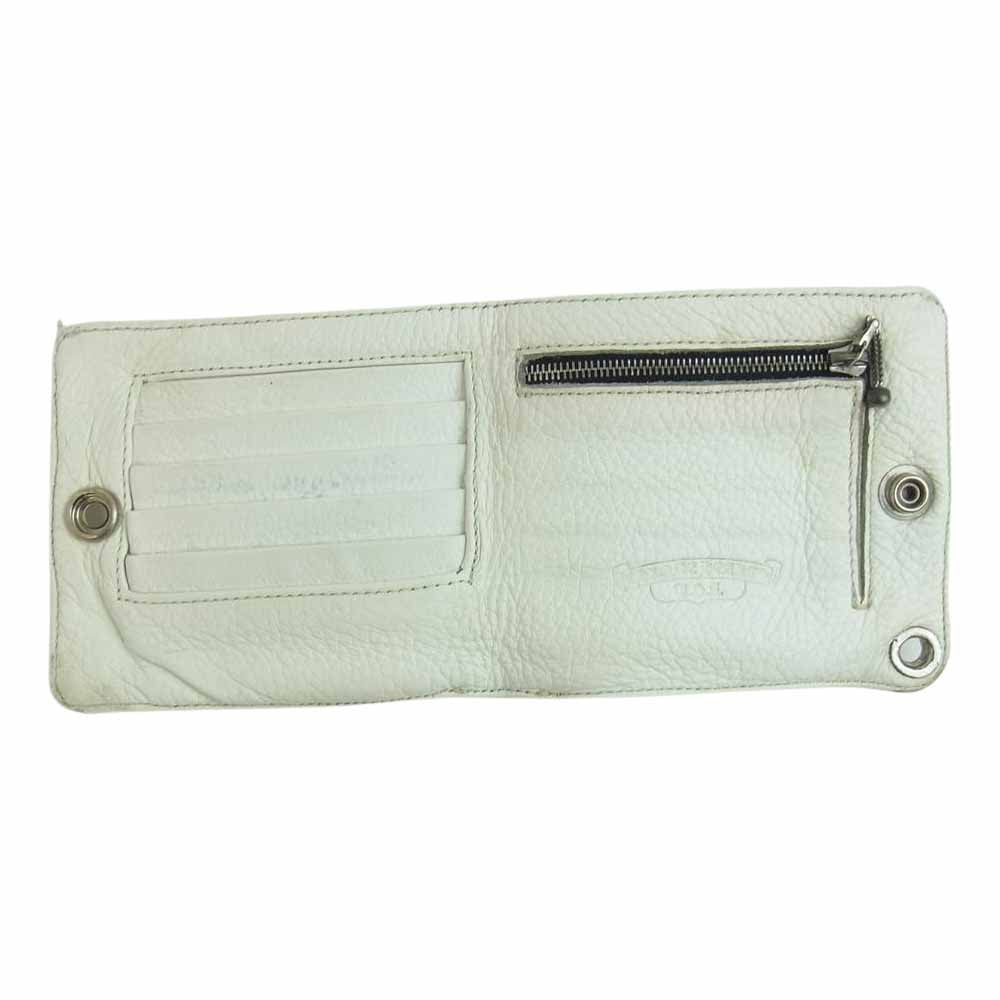 CHROME HEARTS クロムハーツ（原本無） 1スナップ BSフレアボタン ホワイトレザー ウォレット ホワイト系【中古】