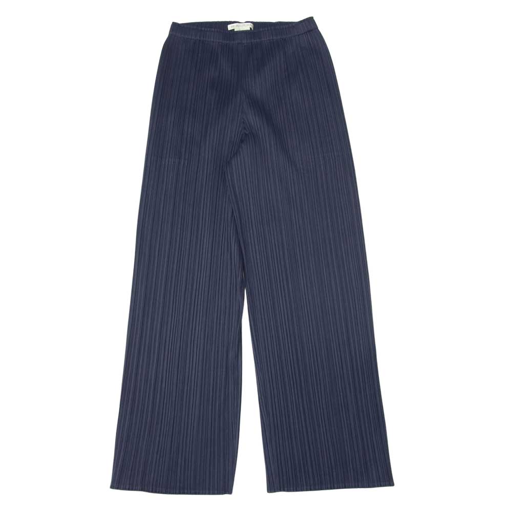 PLEATS PLEASE プリーツプリーズ イッセイミヤケ ISSEY MIYAKE イッセイミヤケ PP01-JF243 MONTHLY COLORS プリーツ加工 ストレート パンツ ネイビー系 3【美品】【中古】