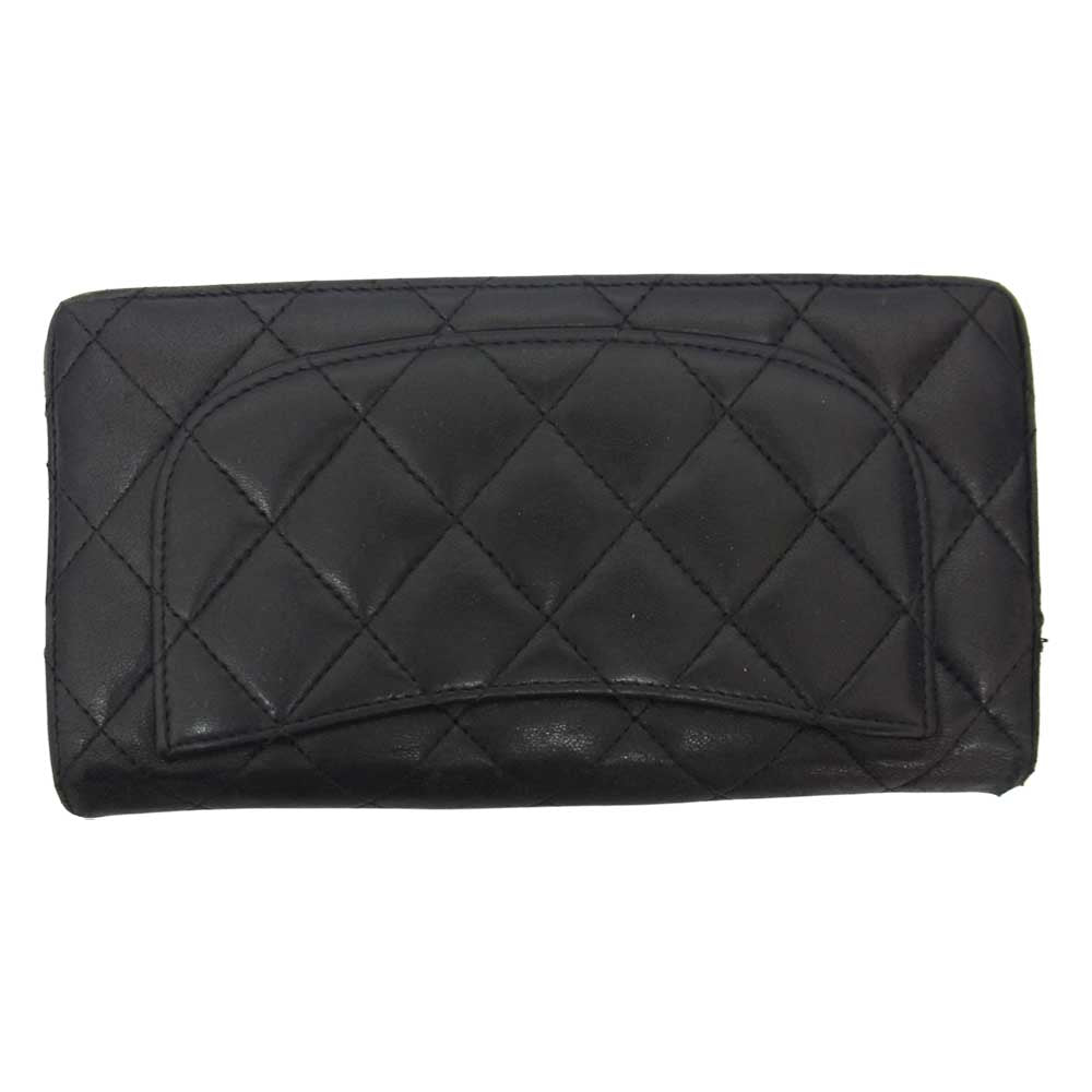 CHANEL シャネル マトラッセ ラムスキン ココマーク 長財布 ブラック系【中古】