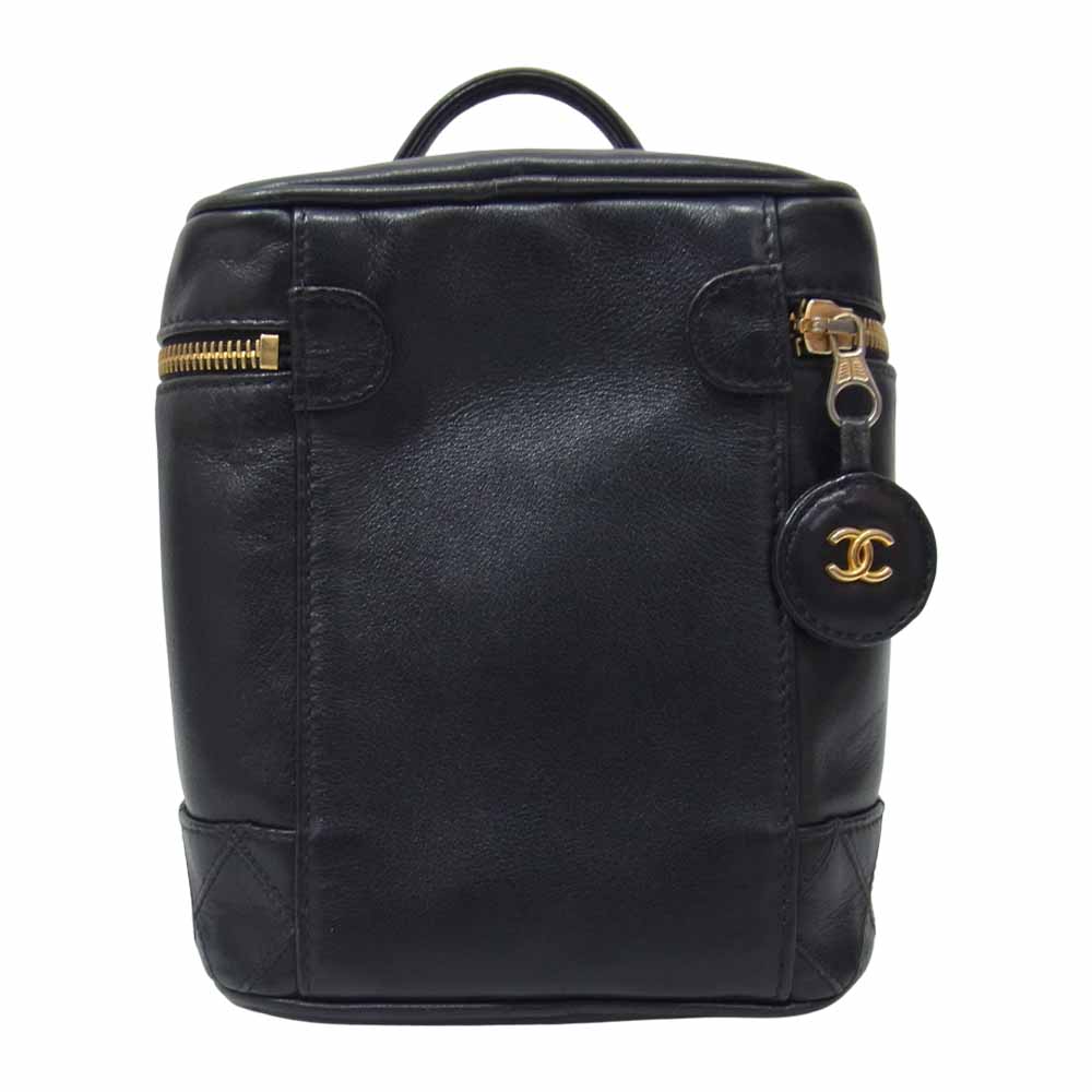 CHANEL シャネル ビコローレ ラムスキン バニティバッグ ブラック系【中古】