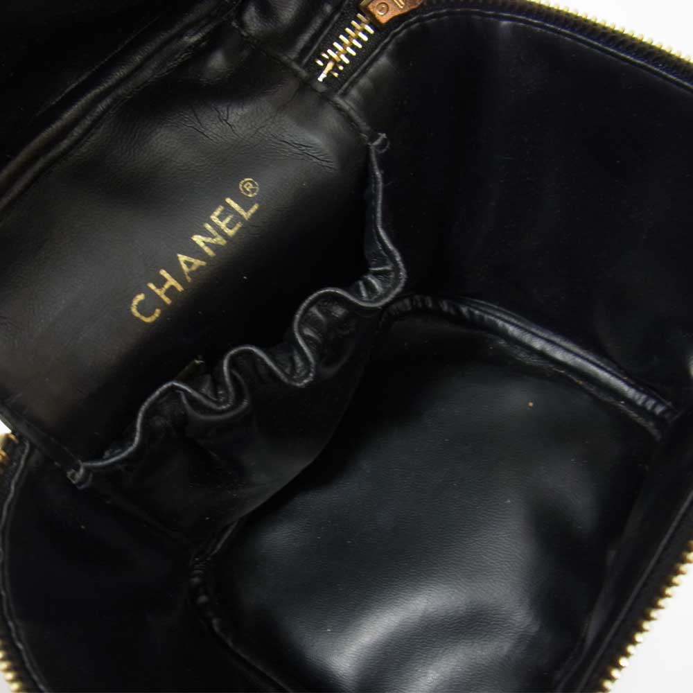 CHANEL シャネル ビコローレ ラムスキン バニティバッグ ブラック系【中古】