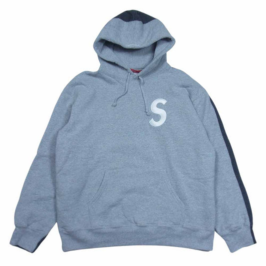 Supreme シュプリーム 21AW S Logo Hooded Sweatshirt Sロゴ スプリット フーデッド スウェット プルオーバーパーカー グレー系 L【中古】