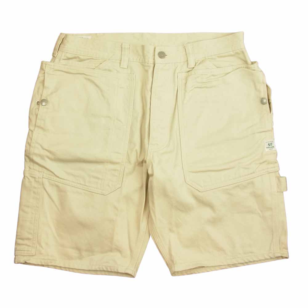 SASAFRAS ササフラス FALL LEAF PANTS 1/2 フォールリーフ ハーフパンツ ショーツ ホワイト オフホワイト系 L【中古】