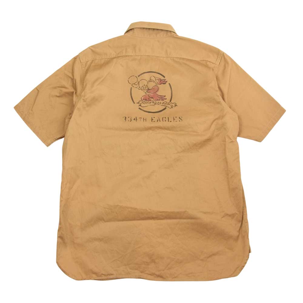 Buzz Rickson's バズリクソンズ BR38669 HERRINGBONE WORK SHIRTS へリンボーン 半袖 ワーク シャツ ベージュ系 16～16.5【美品】【中古】