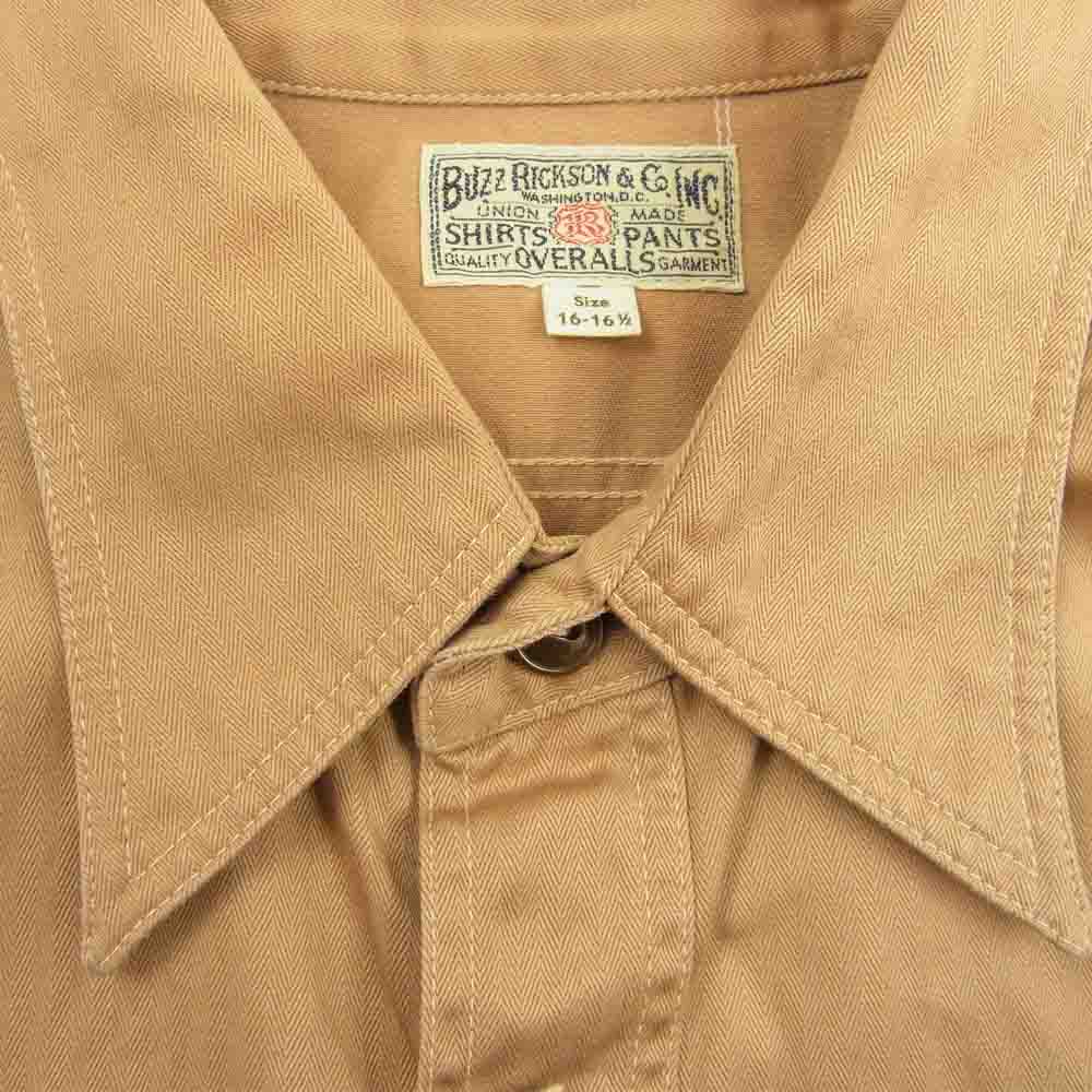Buzz Rickson's バズリクソンズ BR38669 HERRINGBONE WORK SHIRTS へリンボーン 半袖 ワーク シャツ ベージュ系 16～16.5【美品】【中古】