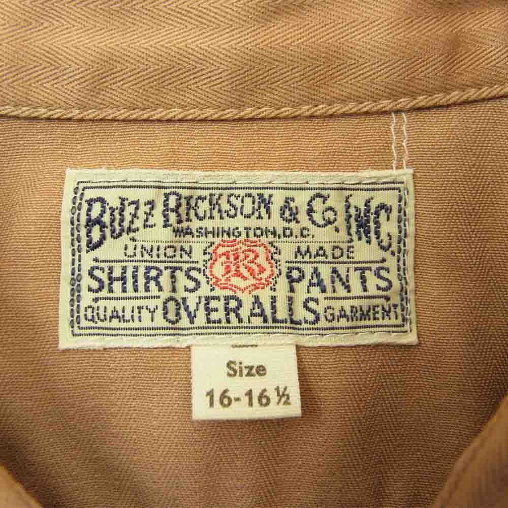 Buzz Rickson's バズリクソンズ BR38669 HERRINGBONE WORK SHIRTS へリンボーン 半袖 ワーク シャツ ベージュ系 16～16.5【美品】【中古】