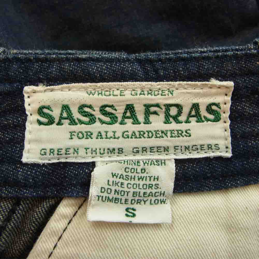 SASAFRAS ササフラス Sprayer Pant 1/2 スプレイヤー デニム テーパード パンツ インディゴブルー系 S【中古】