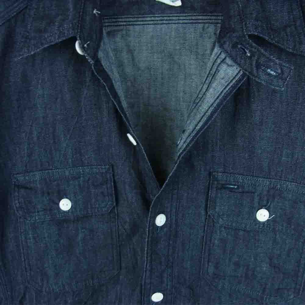 SASAFRAS ササフラス Gardener Shirt デニム チンストラップ サイド ポケット 長袖 シャツ インディゴブルー系 S【中古】