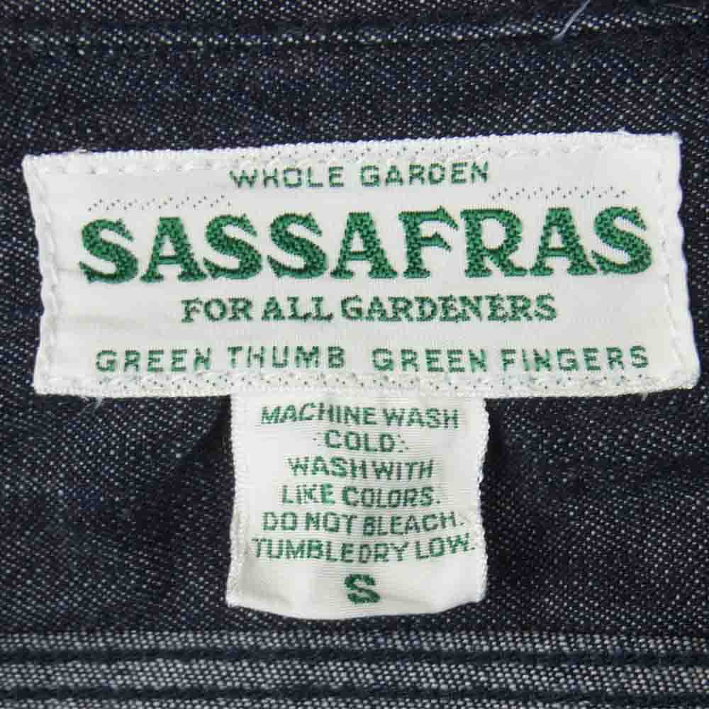SASAFRAS ササフラス Gardener Shirt デニム チンストラップ サイド ポケット 長袖 シャツ インディゴブルー系 S【中古】