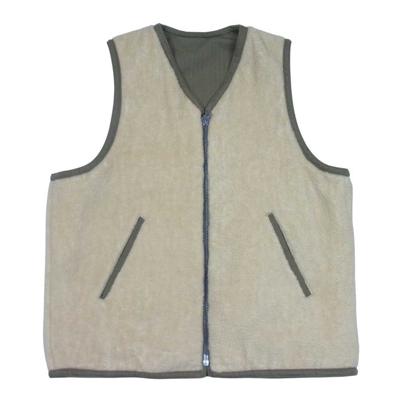 Buzz Rickson's バズリクソンズ BRI14886 WOOL PILE VEST リバーシブル ウール パール ヘリンボーン ベスト カーキ系 38【美品】【中古】