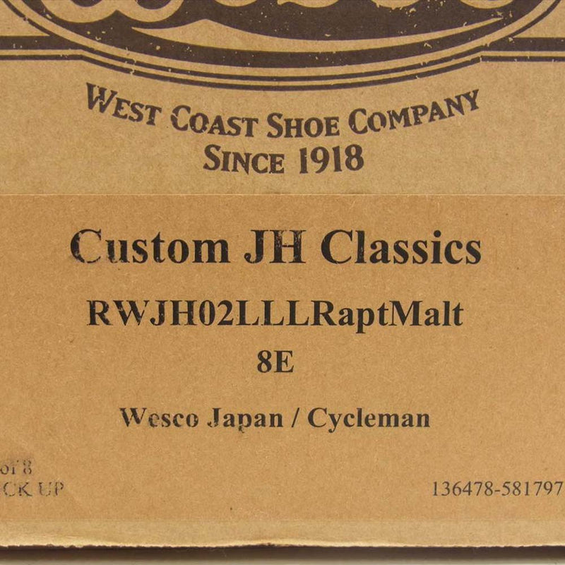 WESCO ウエスコ Custom JH Classics カスタム ジョンヘンリー クラシック ウィングチップ レザー シューズ ブラウン系 8 E【中古】