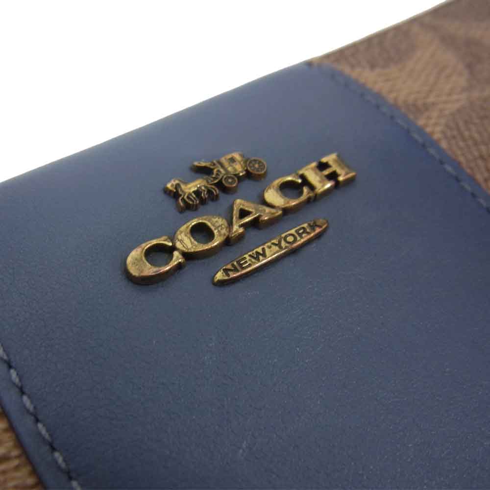 COACH コーチ シグネチャー ラウンドファスナー 長財布 ブラウン系【中古】
