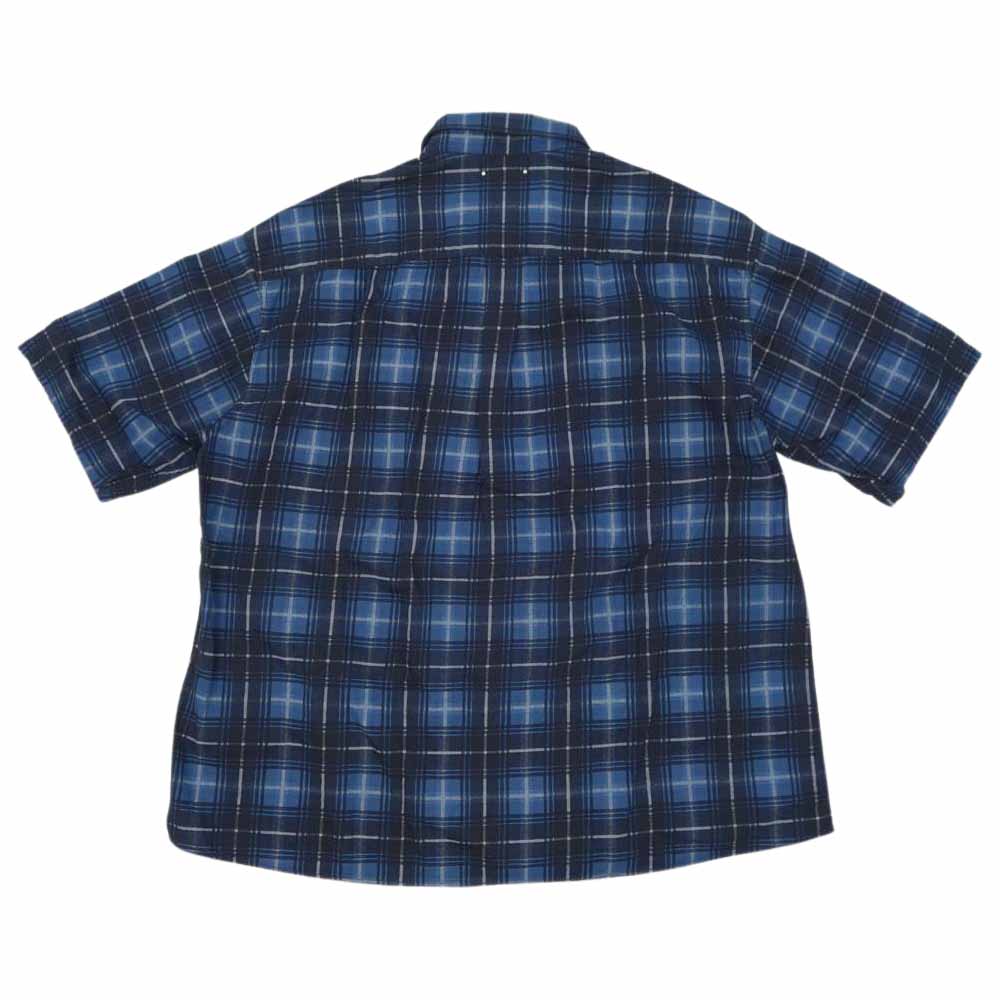 MINEDENIM マインデニム 2106-5002 Oldmans Check Denim Necklace S/S Work SH オールドミーンズ チェック ネックレス 半袖 ワークシャツ ブルー系 3【美品】【中古】