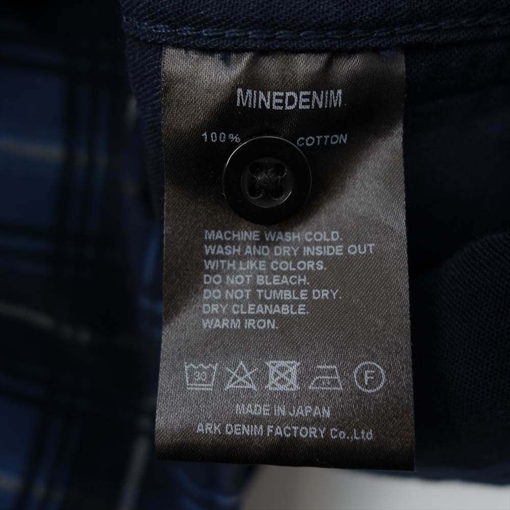 MINEDENIM マインデニム 2106-5002 Oldmans Check Denim Necklace S/S Work SH オールドミーンズ チェック ネックレス 半袖 ワークシャツ ブルー系 3【美品】【中古】