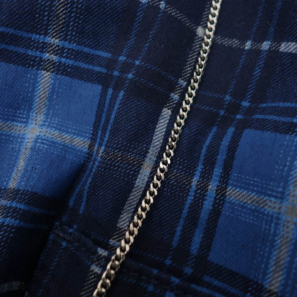 MINEDENIM マインデニム 2106-5002 Oldmans Check Denim Necklace S/S Work SH オールドミーンズ チェック ネックレス 半袖 ワークシャツ ブルー系 3【美品】【中古】