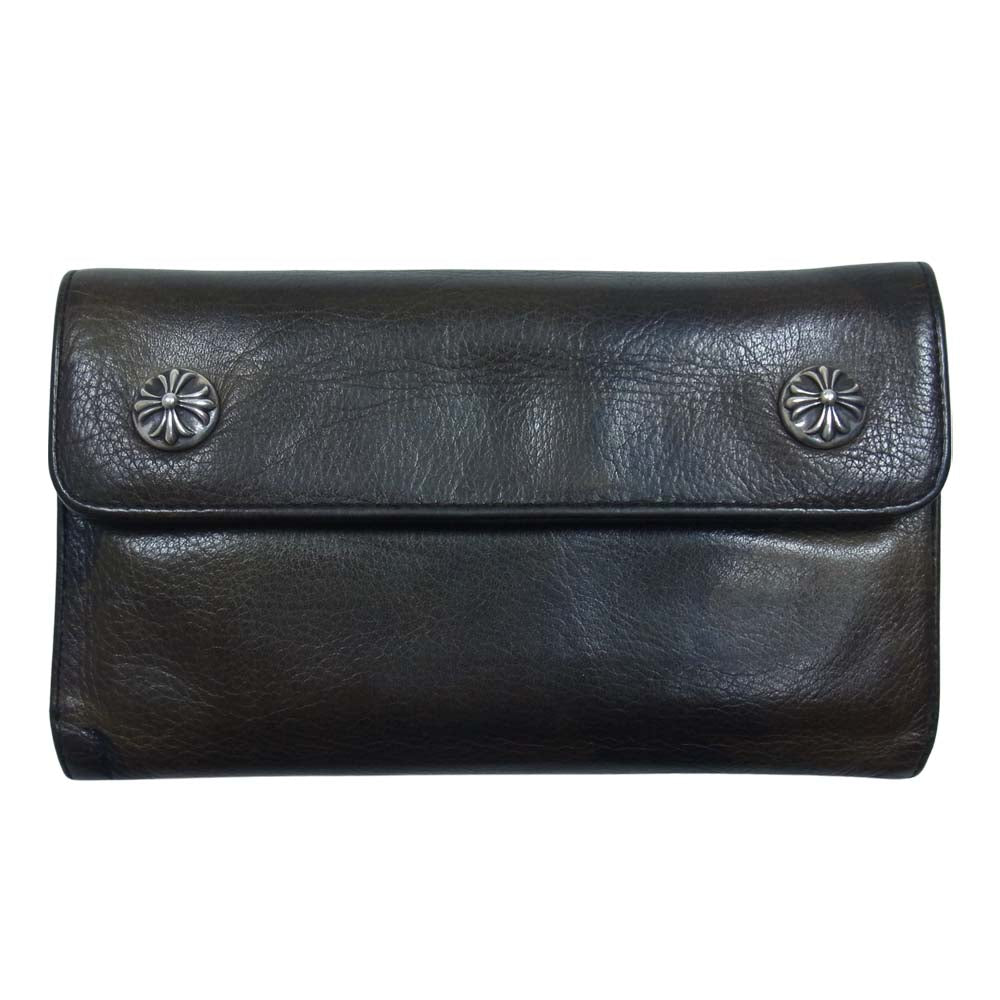 CHROME HEARTS クロムハーツ（原本無） WAVE ウェーブ クロスボール ボタン タンクカモ レザー ウォレット カーキ系【中古】