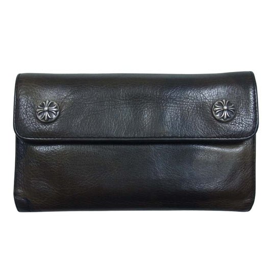 CHROME HEARTS クロムハーツ（原本無） WAVE ウェーブ クロスボール ボタン タンクカモ レザー ウォレット カーキ系【中古】