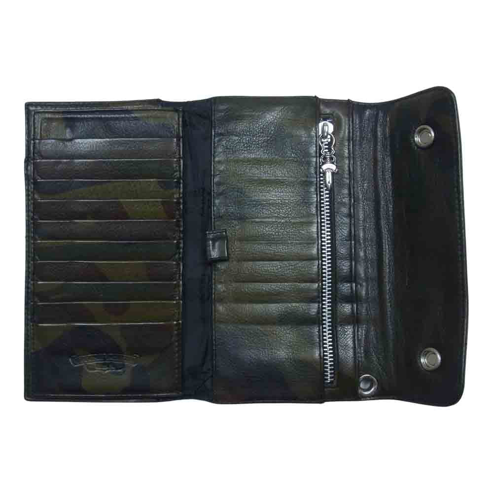 CHROME HEARTS クロムハーツ（原本無） WAVE ウェーブ クロスボール ボタン タンクカモ レザー ウォレット カーキ系【中古】