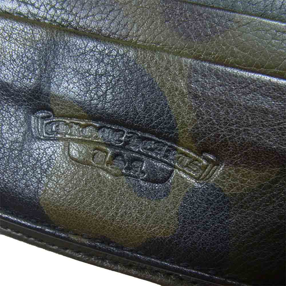 CHROME HEARTS クロムハーツ（原本無） WAVE ウェーブ クロスボール ボタン タンクカモ レザー ウォレット カーキ系【中古】