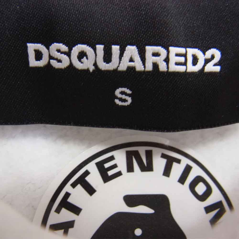 DSQUARED2 ディースクエアード 国内正規品 S72GU0276 S25305 HOODED SWEATSHIRT ロゴ グラフィックプリント プルオーバー パーカー ホワイト系 S【美品】【中古】