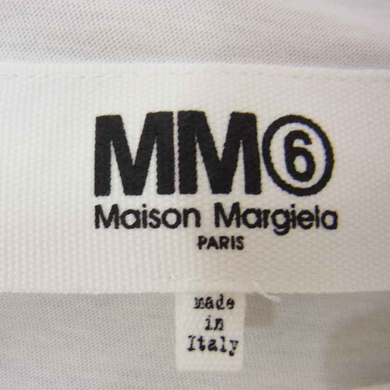 MAISON MARGIELA メゾンマルジェラ MM6 S32NC0515 S51058 White cotton jersey top タイカラー フレンチスリーブ カットソー ホワイト系 S【中古】