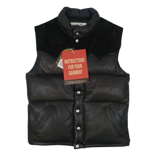The REAL McCOY'S ザリアルマッコイズ MJ10145 DEERSKIN DOWN VEST ディアスキン スエード 切替 ダウン ベスト ブラック系 38【中古】