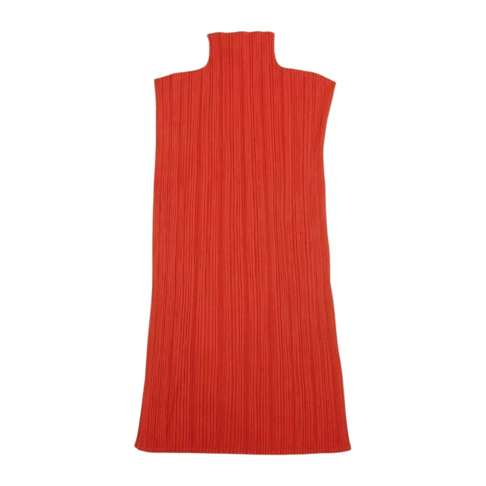 PLEATS PLEASE プリーツプリーズ イッセイミヤケ PP04-JK603 プリーツ加工 サイドスリット ボトルネック ノースリーブ レッド系 3【美品】【中古】