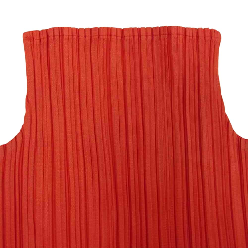 PLEATS PLEASE プリーツプリーズ イッセイミヤケ PP04-JK603 プリーツ加工 サイドスリット ボトルネック ノースリーブ レッド系 3【美品】【中古】