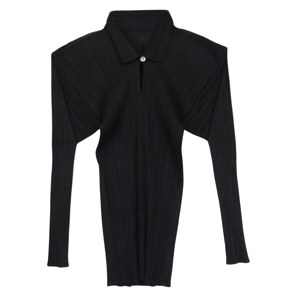 PLEATS PLEASE プリーツプリーズ イッセイミヤケ イッセイミヤケ ISSEY MIYAKE PP04-JK606 プリーツ加工 プルオーバー ブラウス 黒 ブラック系 3【美品】【中古】