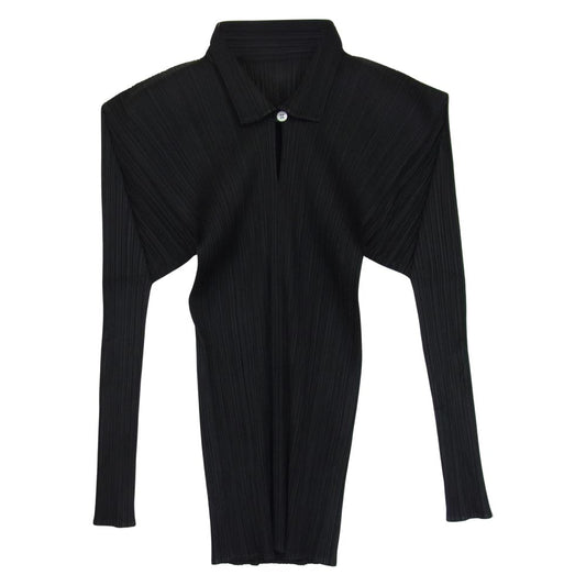 PLEATS PLEASE プリーツプリーズ イッセイミヤケ イッセイミヤケ ISSEY MIYAKE PP04-JK606 プリーツ加工 プルオーバー ブラウス 黒 ブラック系 3【美品】【中古】