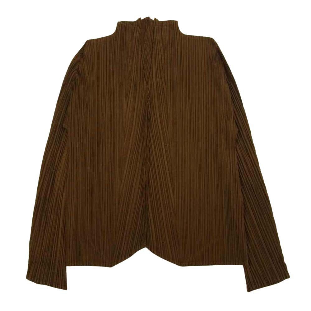 PLEATS PLEASE プリーツプリーズ イッセイミヤケ PP23-JJ141 プリーツ加工 スキッパー プルオーバー ブラウス カーキ系 3【美品】【中古】