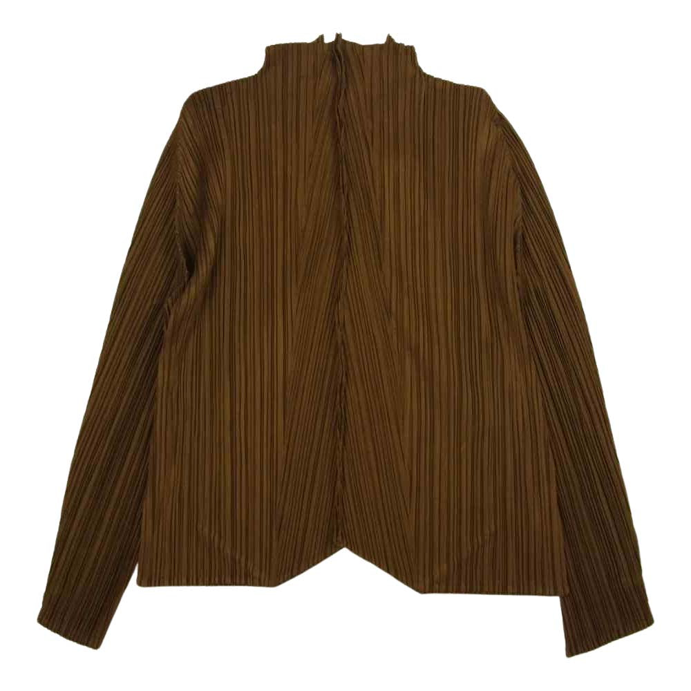 PLEATS PLEASE プリーツプリーズ イッセイミヤケ PP23-JJ141 プリーツ加工 スキッパー プルオーバー ブラウス カーキ系 3【美品】【中古】