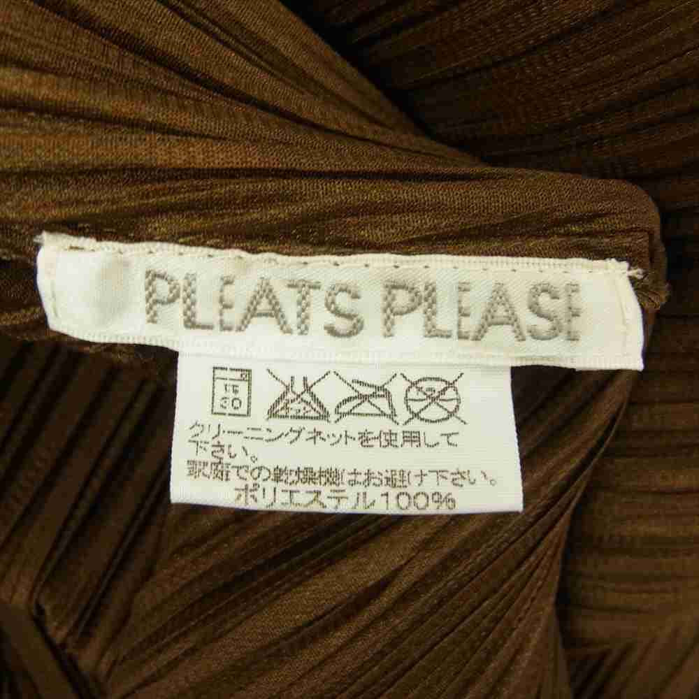 PLEATS PLEASE プリーツプリーズ イッセイミヤケ PP23-JJ141 プリーツ加工 スキッパー プルオーバー ブラウス カーキ系 3【美品】【中古】