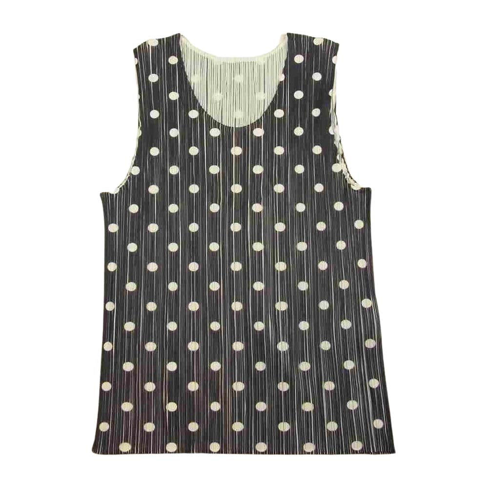 PLEATS PLEASE プリーツプリーズ イッセイミヤケ PP72-JK700 プリーツ加工 ドット柄 ノースリーブ カットソー ブラック系 3【美品】【中古】