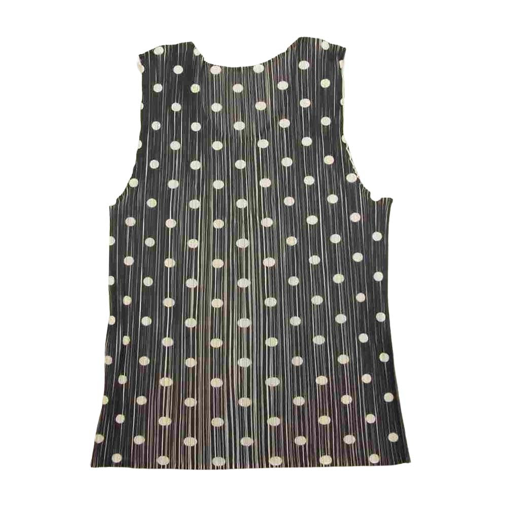 PLEATS PLEASE プリーツプリーズ イッセイミヤケ PP72-JK700 プリーツ加工 ドット柄 ノースリーブ カットソー ブラック系 3【美品】【中古】