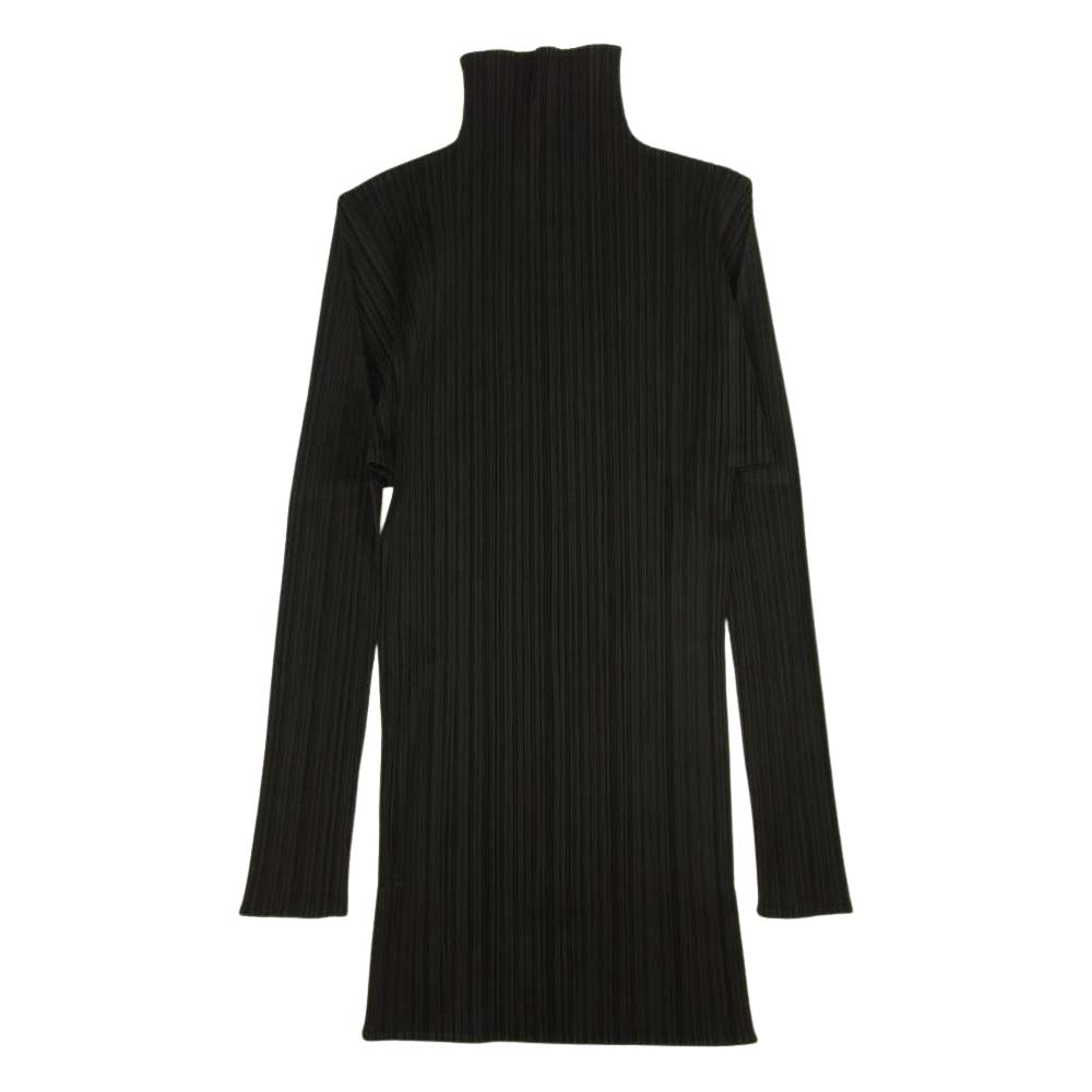 PLEATS PLEASE プリーツプリーズ イッセイミヤケ PP04-JK604 プリーツ加工 ハイネック 長袖カットソー ブラック系 3【美品】【中古】