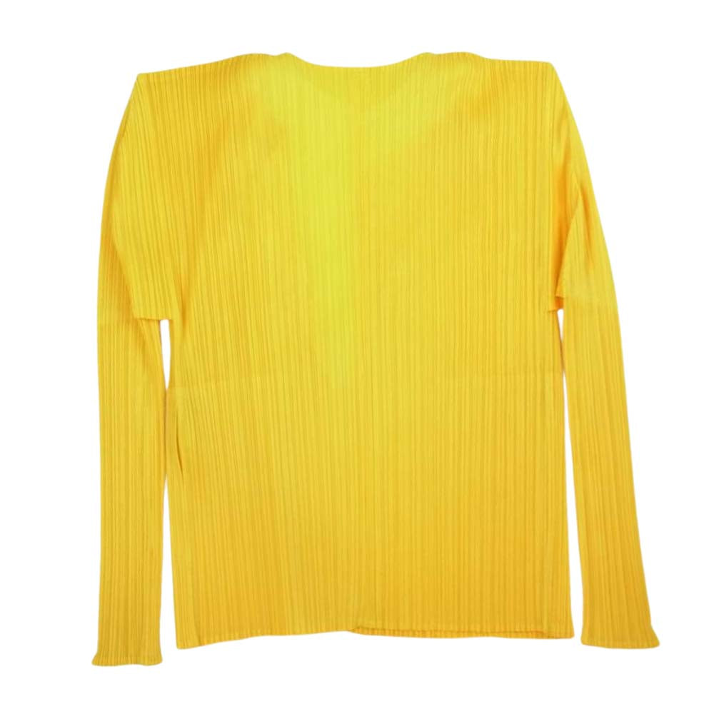 PLEATS PLEASE プリーツプリーズ イッセイミヤケ PP61-JD223 プリーツ加工 ボタンレス カーディガン イエロー系 3【美品】【中古】