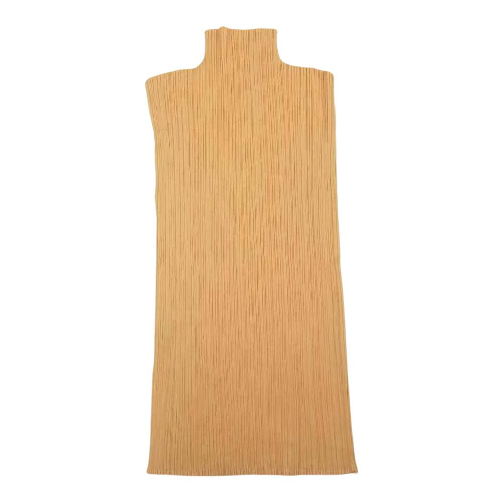 PLEATS PLEASE プリーツプリーズ イッセイミヤケ PP61-JK203 プリーツ加工 サイドスリット ボトルネック ノースリーブ ベージュ系 F【美品】【中古】