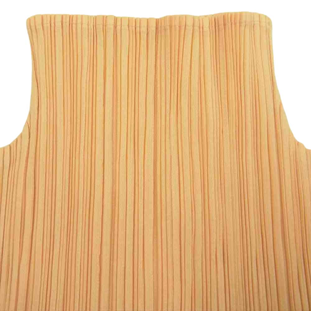 PLEATS PLEASE プリーツプリーズ イッセイミヤケ PP61-JK203 プリーツ加工 サイドスリット ボトルネック ノースリーブ ベージュ系 F【美品】【中古】